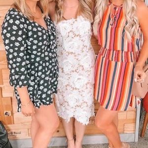 Adelyn Rae White Embroidered Strapless Dress